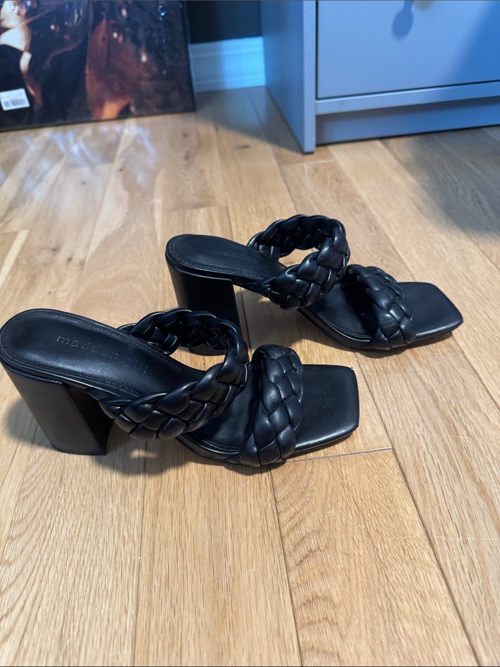 Madden Girl Black Braided Block Heel l